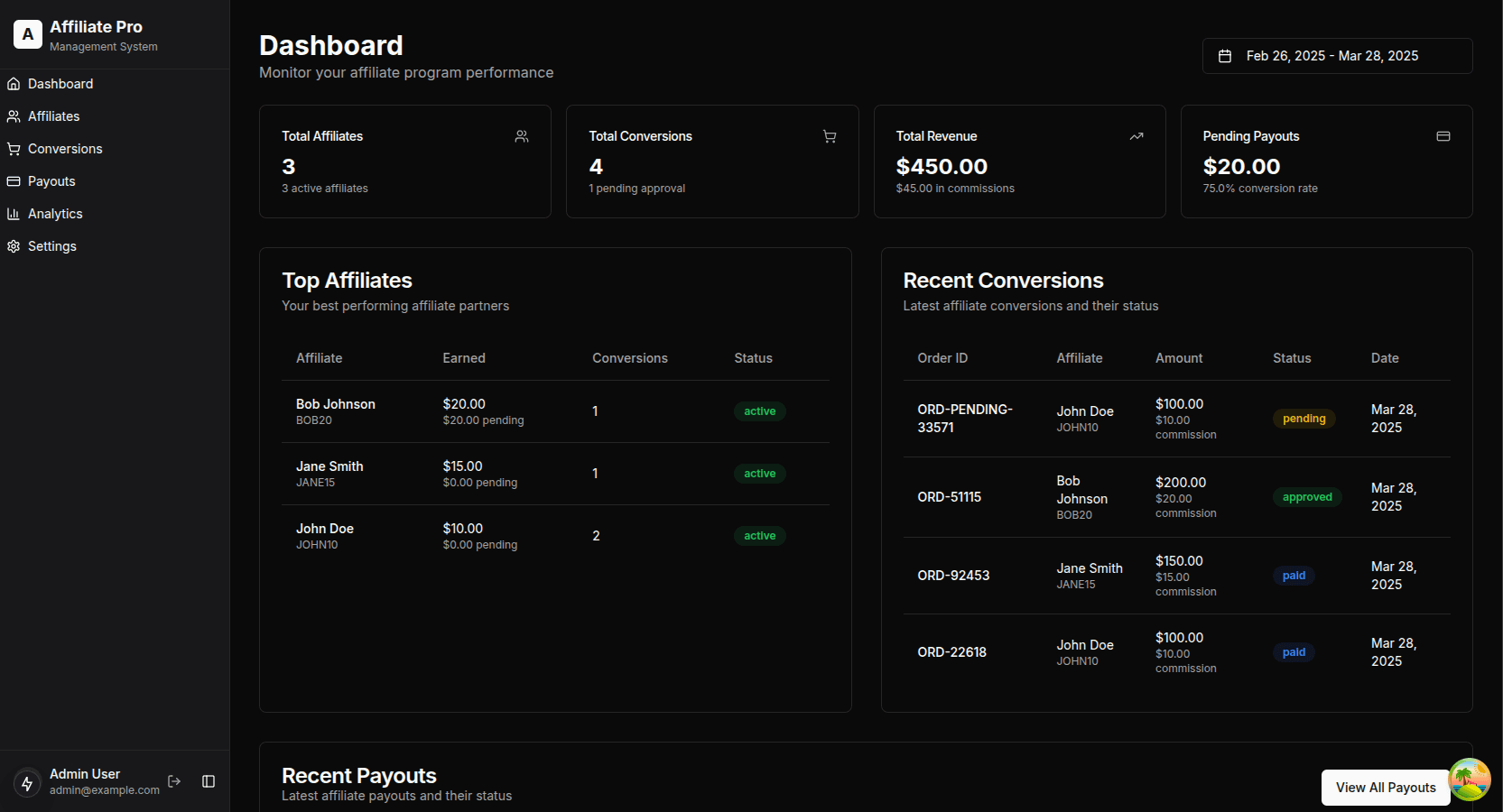 Affiliate Pro Dashboard